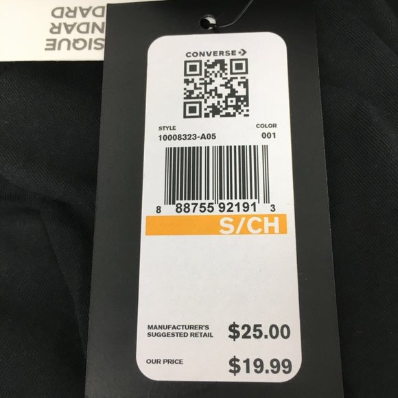 Converse Mens Graphic T-Shirt Black White Spell Out Standard Fit Cotton S New - Picture 5 of 6